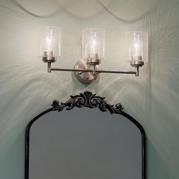 Winslow 21.5 in. 3-Light Brushed Nickel Contemporary Bathroom Vanity Light with Clear Seeded Glass