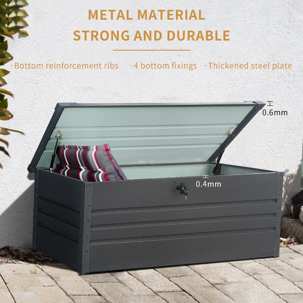 ToolCat 260 Gallon Dark Gray Metal Deck Box Weather Resistant