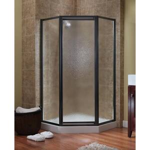 Tides 18-1/2 in. x 24 in. x 18-1/2 in. x 70 in. Framed Neo-Angle Shower Door in Oil Rubbed Bronze and Obscure Glass