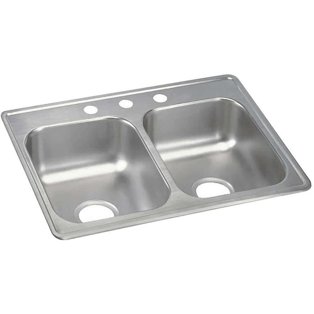 Dayton 25" Satin Stainless Steel Double Bowl Drop-In Kitchen Sink