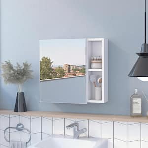 19.6 in. W x 18.6 in. H White Rectangular Aluminum Medicine Cabinet with Mirror, Single Door