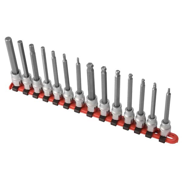 SUNEX TOOLS 3/8 in. Drive Long Metric Ball Hex Bit Socket Set (14-Piece)