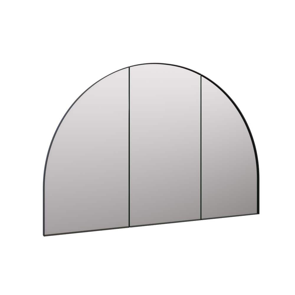 Arched Black Steel 3-Door Medicine Cabinet with Glass Shelves