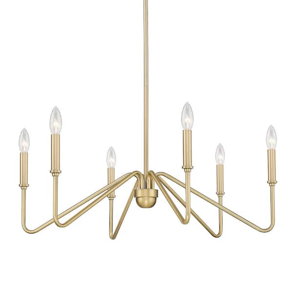 Golden Lighting Kennedy 6-Light Brushed Champagne Bronze Chandelier for Living Room with No Bulbs Included
