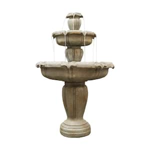 48in. Tall 3-Tiered Birds Bath Zen Modern Outdoor Fountain with Pump for Garden, Patio, Backyard, Deck, Lawn, Porch