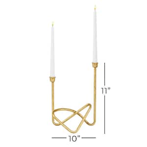 11 in. Gold Metal Candelabra with 2 Candle Capacity