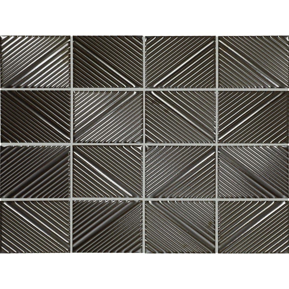 Revalia Remix Metallic Gray 12 in. x 16 in. Glossy Ceramic Structural Mosaic Wall Tile (10.4 sq. ft. /Case) price history on PriceWatchPro