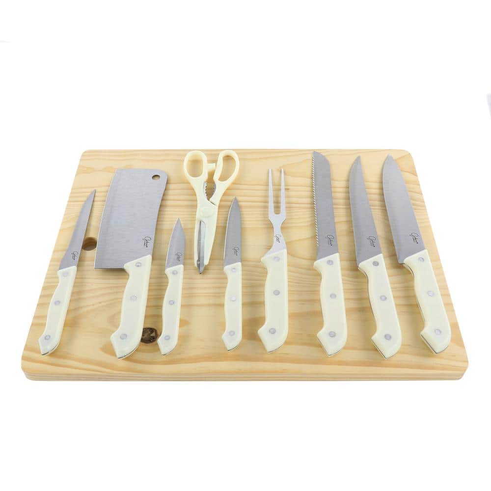 Gibson Home Alaniz 3 Piece Gold Titanium-Plated Cutlery Set - Includes  Chef, Utility, and Paring Knives with Walnut Handles in the Cutlery  department at