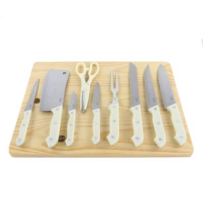 Emeril Lagrasse Cutlery 3 Piece Knife Set Bamboo Cutting Board with Drawer