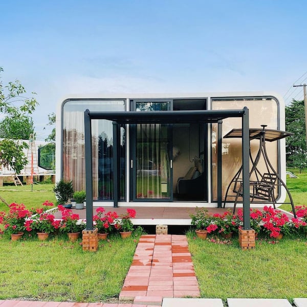 Modern Prefab Cabin-19ft Steel Frame Home Kit Mobile Capsule with Bedroom, Kitchen and Bathroom