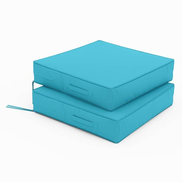 Kimunuk 22 in. x 22 in. x 4 in. (2-Pack) Square Outdoor Patio Seating Repacement Lounge Chair Dining Seat Cushion Lake Blue