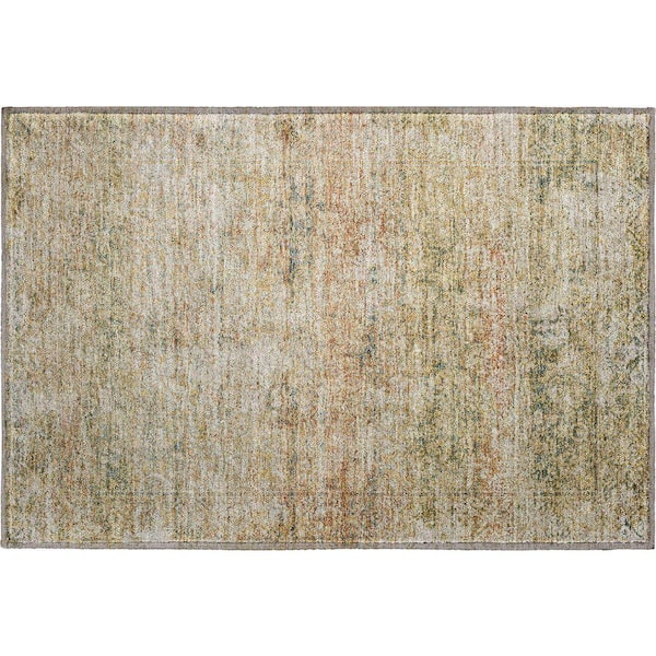 Mayfield Premium Machine Washable Abstract AMF2103 Gold 2 ft. x 3 ft. Accent Rug