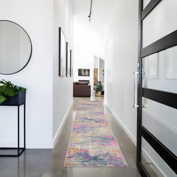Passion Ivory Multicolor 2 ft. x 16 ft. Abstract Contemporary Runner Area Rug