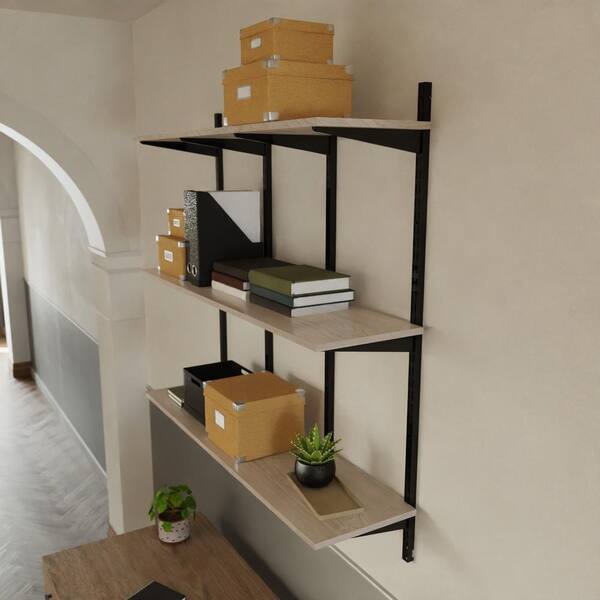 Everbilt 48 in. W x 12 in. D Driftwood Laminate Solid Wall Shelf