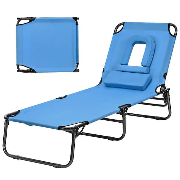 Costway Blue Adjustable height Modern Stylish Metal Outdoor Lounge Chair