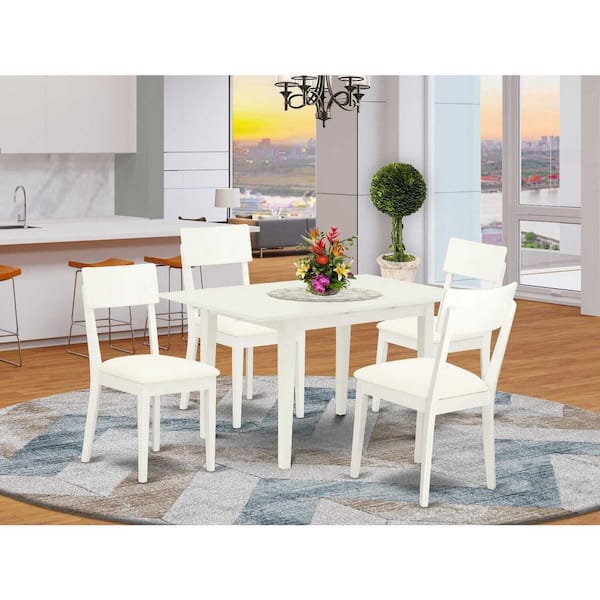 East West Furniture 5-Piece Linen White Finish Solid Wood Top - Rectangular Dining Room Set - Seats-4