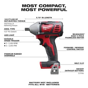 M18 18V Lithium-Ion 1/2 in. Cordless Impact Wrench W/ Pin Detent (Tool-Only)
