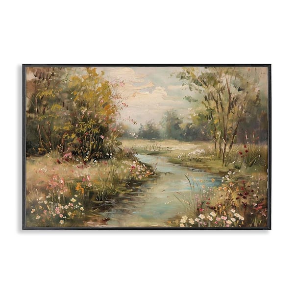 Stupell Industries Spring Stream Landscape by LSR Design Studio Black Framed Nature Giclee Art Print 12 in. x 18 in.