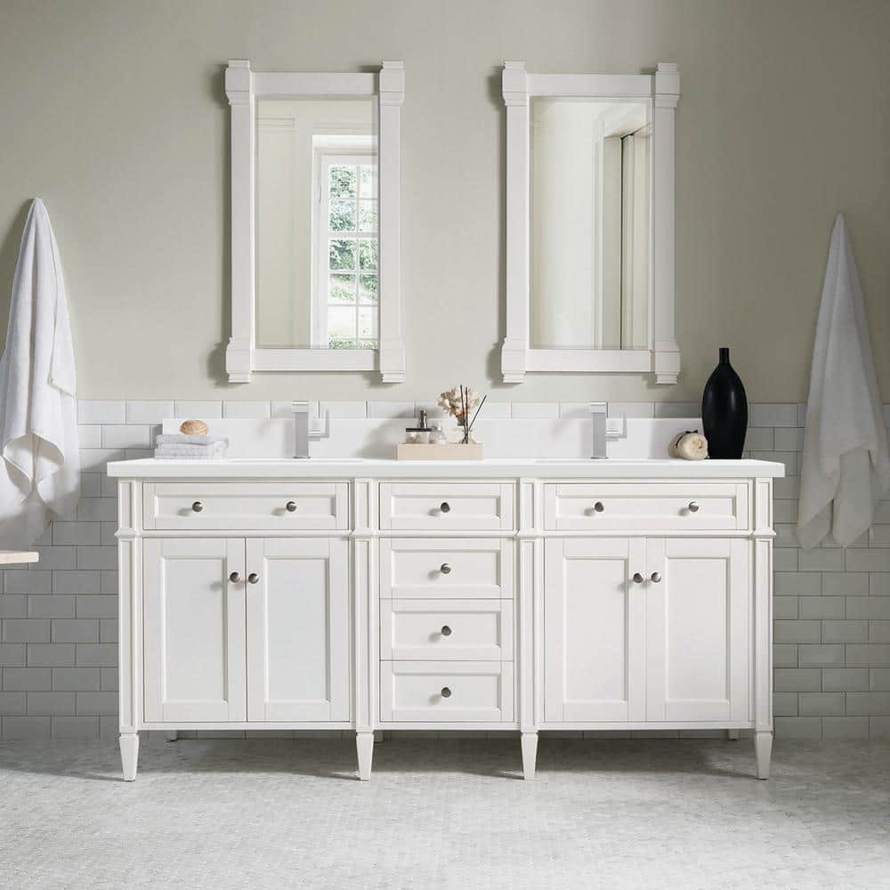 Brittany 72.0 in. W x 23.5 in. D x 34.0 in. H Bathroom Vanity in Bright White with White Zeus Silestone Quartz Top price history on PriceWatchPro