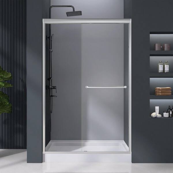 【真作】クリストファーイーガン shower room ジークレー Zeafive 44 to 48 in. W x 72 in. H Double Sliding Shower Door in