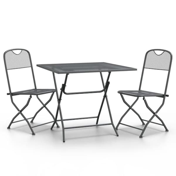 Yoko Dark Gray 3-Piece Metal Outdoor Bistro Set