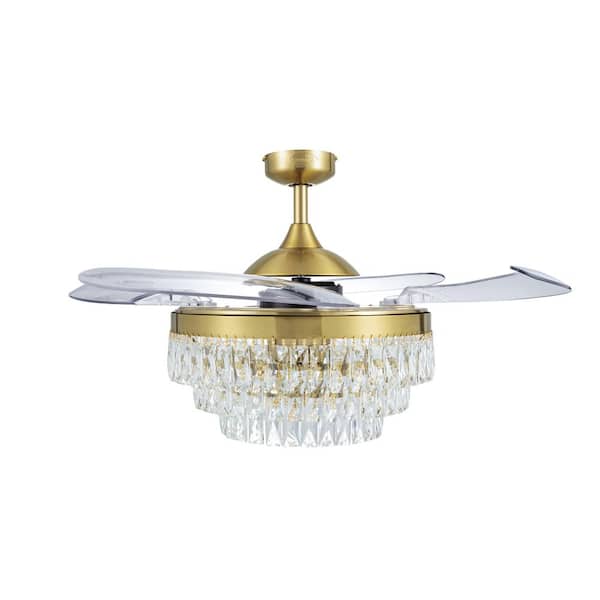 Veil 48 in. Indoor Gold Retractable Blades Ceiling Fan with Light and Remote Control