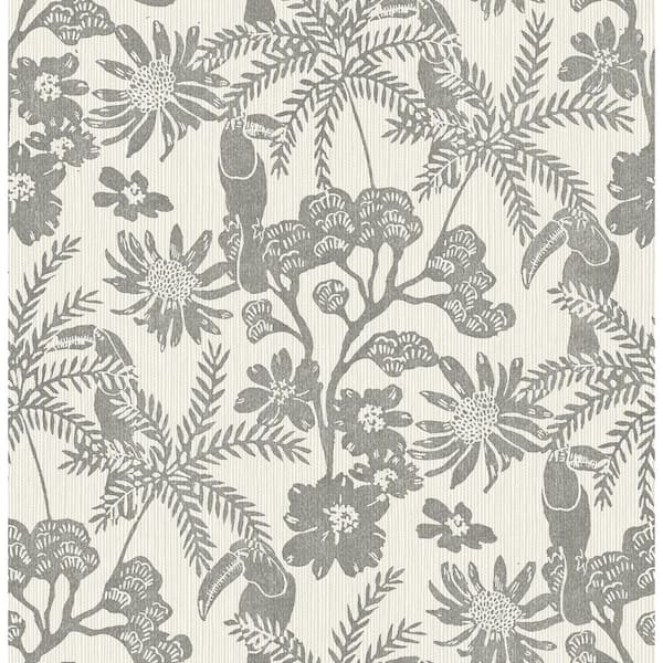 A-Street Prints Grey Jacaranda Tropical Trail Wallpaper Sample
