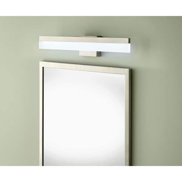 Hampton Bay Eldridge 24 in. 1-Light Brushed Nickel LED Bathroom Vanity Light Bar