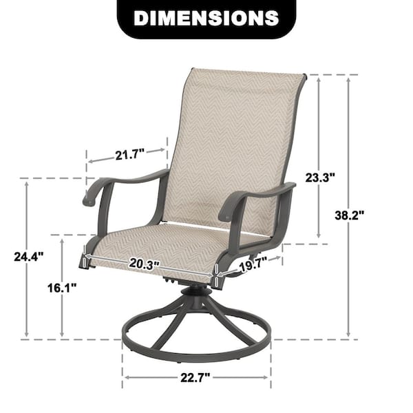 Gray Textilene and Metal Outdoor Dining Chairs with Swivel Design (2-Pack)