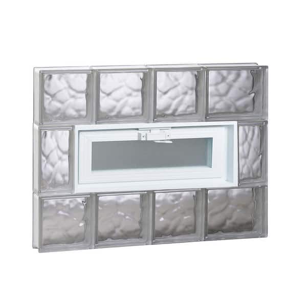 Clearly Secure 25 in. x 19.25 in. x 3.125 in. Frameless Wave Pattern Vented Glass Block Window