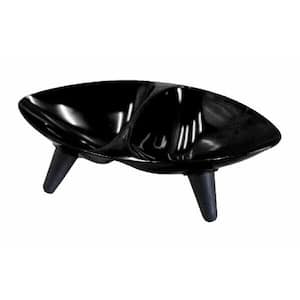 Melamine Couture Sculpture Double Food and Water Dog Bowl in Black
