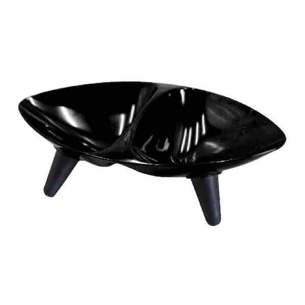PET LIFE Melamine Couture Sculpture Double Food and Water Dog Bowl in Black