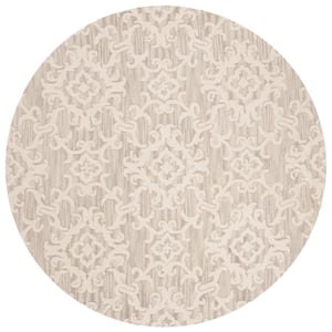 Blossom Gray/Ivory 4 ft. x 4 ft. Floral Antique Round Area Rug