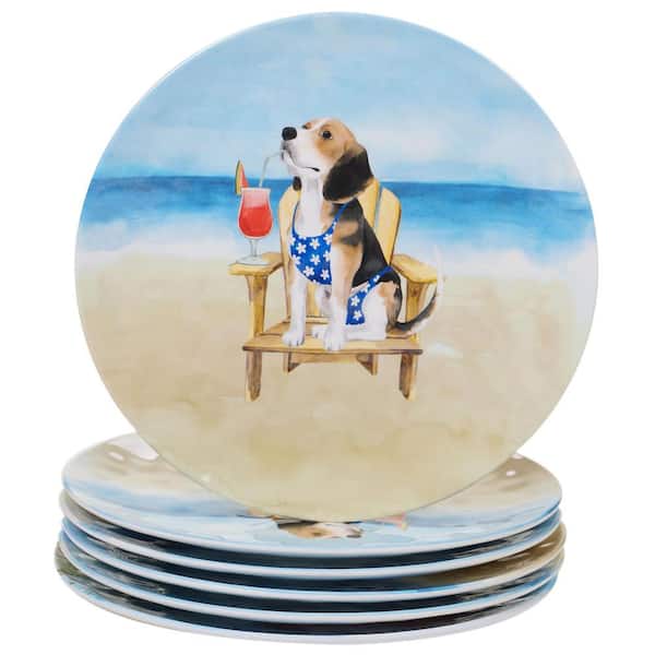 Certified International Hot Dogs 6-Piece Coastal Multi-colored Melamine Outdoor 11 in. Dinner Plate Set (Service for 6)