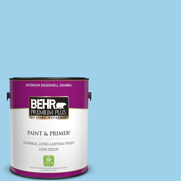 BEHR PREMIUM PLUS 1 gal. #P500-3 Spa Blue Eggshell Enamel Low Odor Interior Paint & Primer