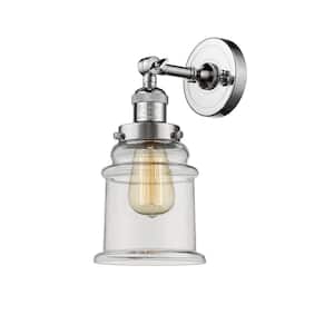 Canton 1-Light Polished Chrome Wall Sconce with Clear Glass Shade