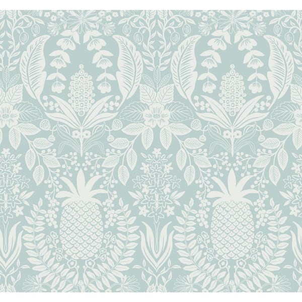RIFLE PAPER CO. Pineapple Damask Light Blue Matte Non-Pasted Wallpaper