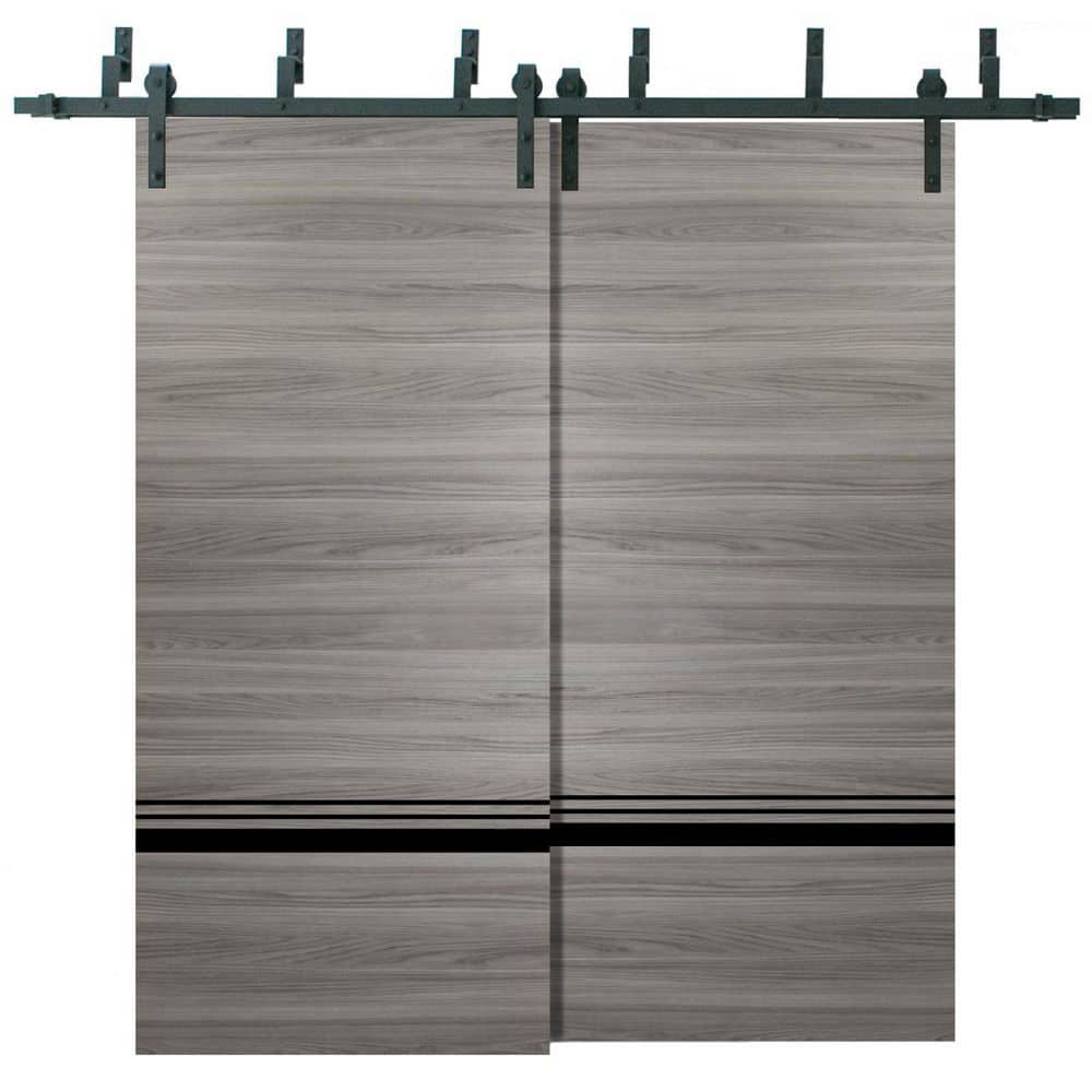 64 in. x 80 in. 2 Panel Ginger Ash Solid Wood with Honeycomb Sliding Barn Door with Hardware Kit price history on PriceWatchPro