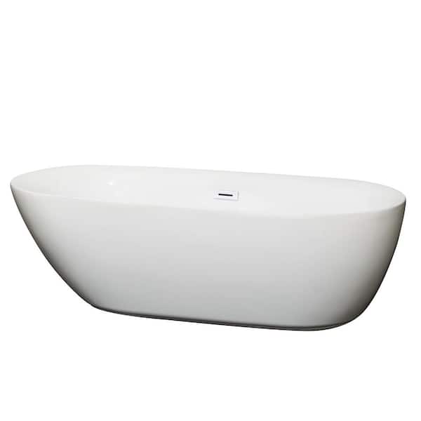 Melissa 70.75 in. Acrylic Flatbottom Bathtub in White with Shiny White Trim
