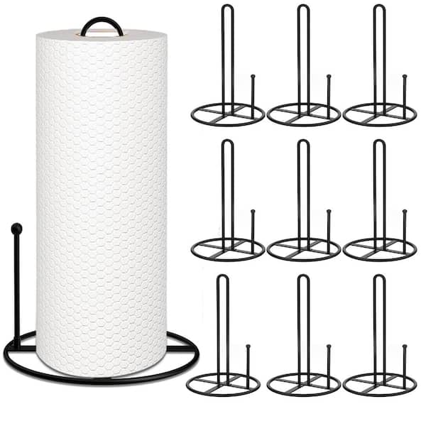 10-Pack Black Metal Countertop Paper Towel Holder Stand Weighted Base Non-Slip Silicone Pad for Kitchen