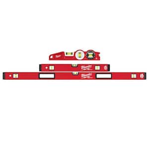 24 in. and 48 in. REDSTICK Box Level Set with 10 in. 360° Locking Die Cast Torpedo Level (3-Piece)