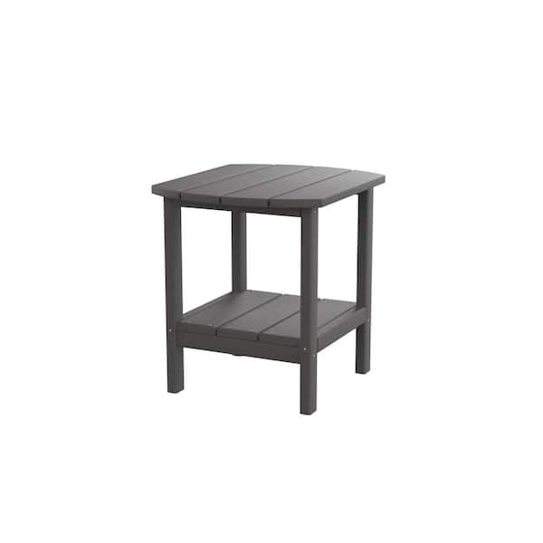 FORCLOVER Brown Square HDPE Plastic Adirondack Outdoor Side Table