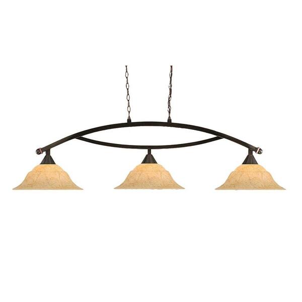 Filament Design Concord 3 Light Ceiling Black Copper Incandescent Island Pendant-DISCONTINUED