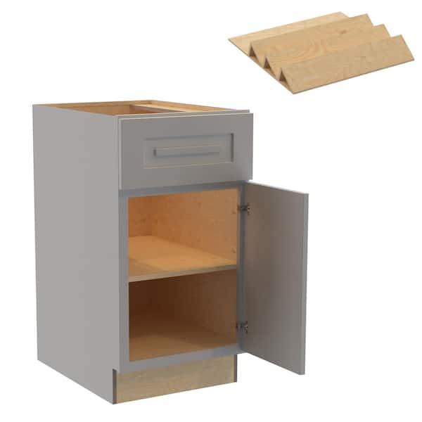 Home Decorators Collection Grayson 18 in. W x 24 in. D x 34.5 in. H Assembled Plywood Base Kitchen Cabinet in Pearl Gray with Spice Soft Close RH