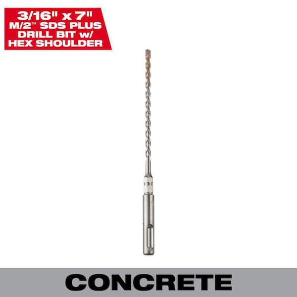 Milwaukee 3/16 in. x 7 in. 2-Cutter SDS-PLUS Carbide Drill Bit with 1/4 in. Hex Shoulder