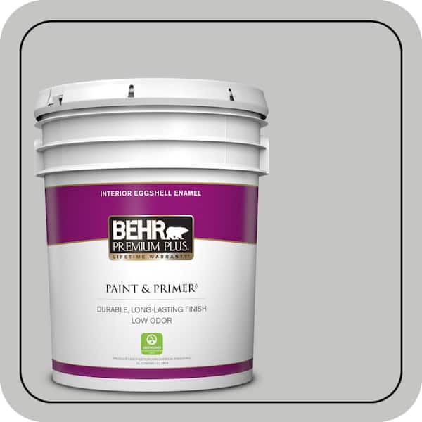 BEHR PREMIUM PLUS 5 gal. #N520-2 Silver Bullet Eggshell Enamel Low Odor Interior Paint & Primer