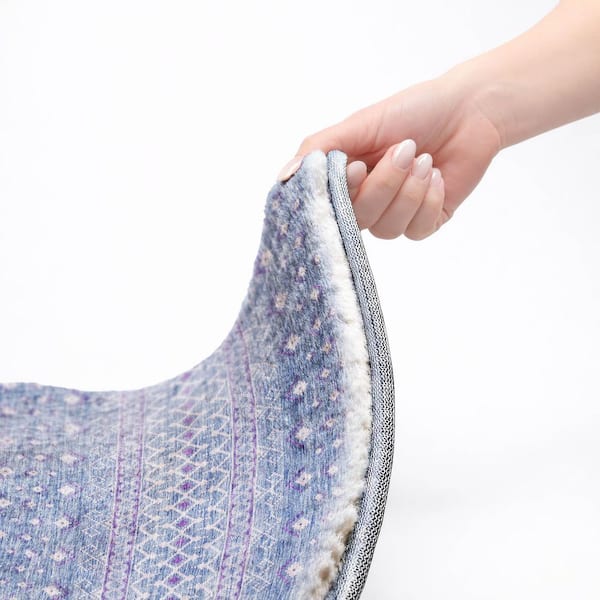 Dream Shag Premium Machine Washable Abstract ADS709 Sky 8 ft. x 8 ft. Round Rug
