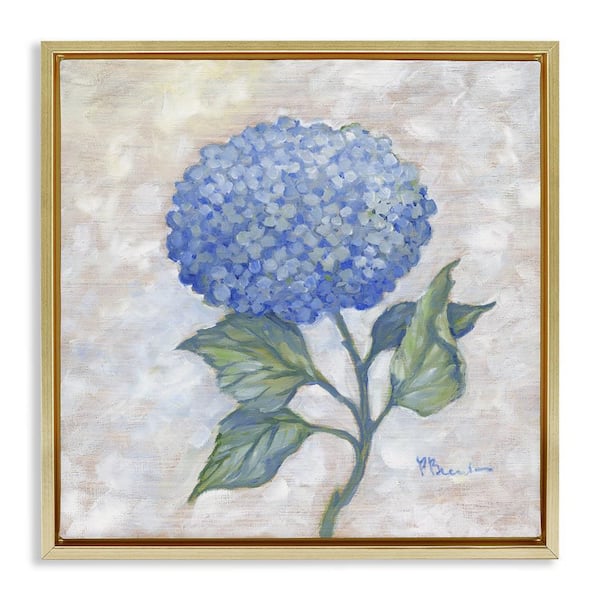 Stupell Industries Traditional Blue Hydrangea Bloom by Paul Brent Gold Floater Frame Nature Graphic Art Print 18 in. x 5 in.