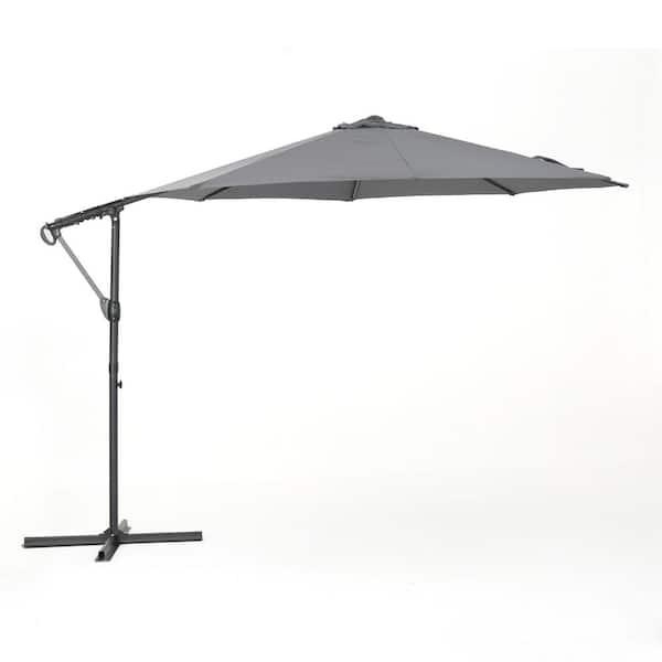 Noble House 11.5 ft. Steel Cantilever Tilt Patio Umbrella in Gray