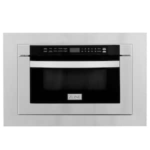 24 in. 1000-Watt Built-In Microwave Drawer in Stainless Steel with 30 in. Trim Kit